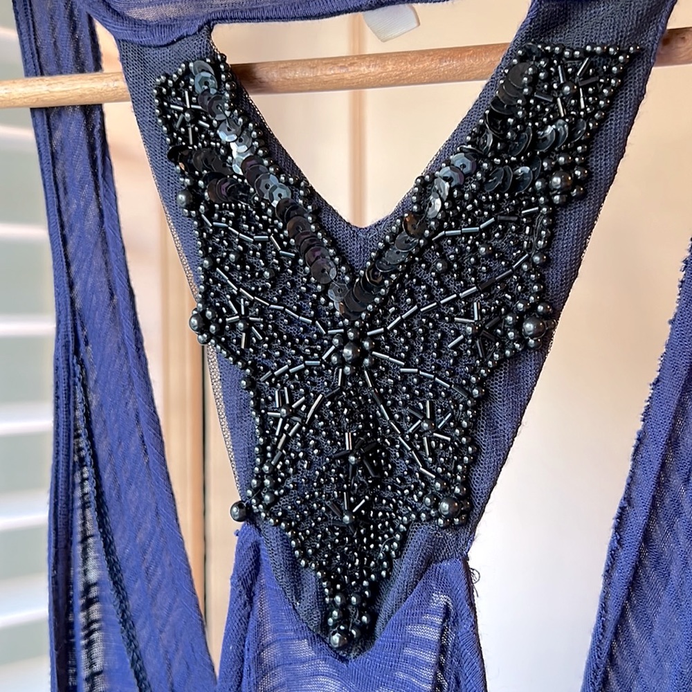 Beaded, tie front vest